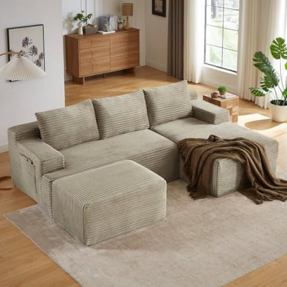 96IN U Shaped Boneless Sectional Compressed Cloud Couches