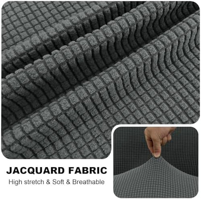 UNBBRRL Seat Cushion Cover and Back Covers for Corner Sofa Stretch Jacquard, Non Slip L Shaped Sofa Slipcover with Storage Ottoman, Sectional Couch Cover for Chaise Lounge (Mid Grey,39 x 69 x 6”)