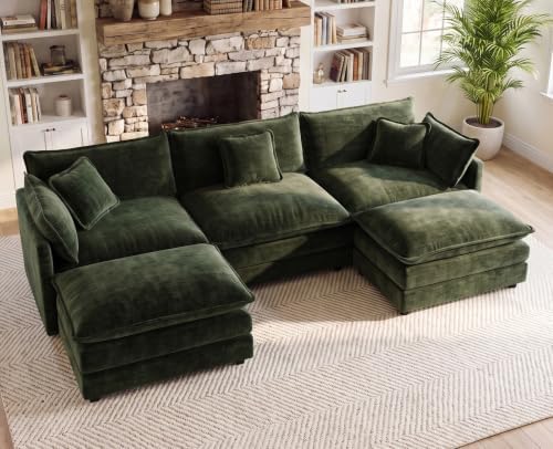35" Green Ottoman for Modular Sectional Sofa Cloud Couch