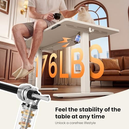 CubiCubi Electric Height Adjustable Standing Desk 55x24 Inch, White