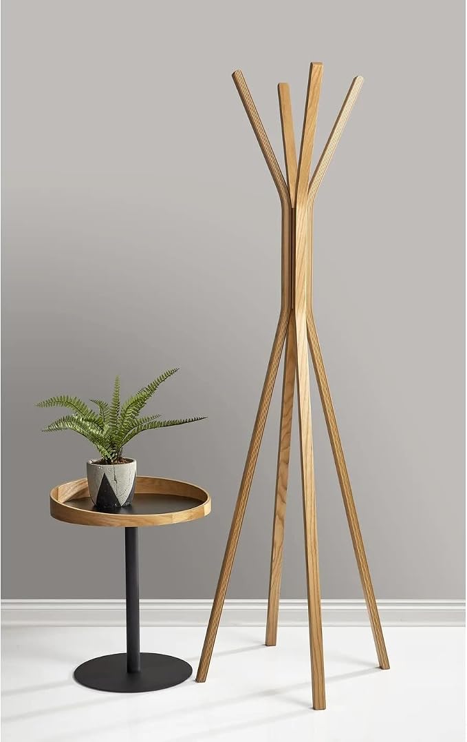 Adesso Toby Coat Rack with Natural Oak Finish – Space-Saving Entryway Organizer Perfect for Coats, Bags, Purses and Hats – 6 Hooks, 68.25" Tall
