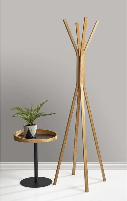 Adesso Toby Coat Rack with Natural Oak Finish – Space-Saving Entryway Organizer Perfect for Coats, Bags, Purses and Hats – 6 Hooks, 68.25" Tall
