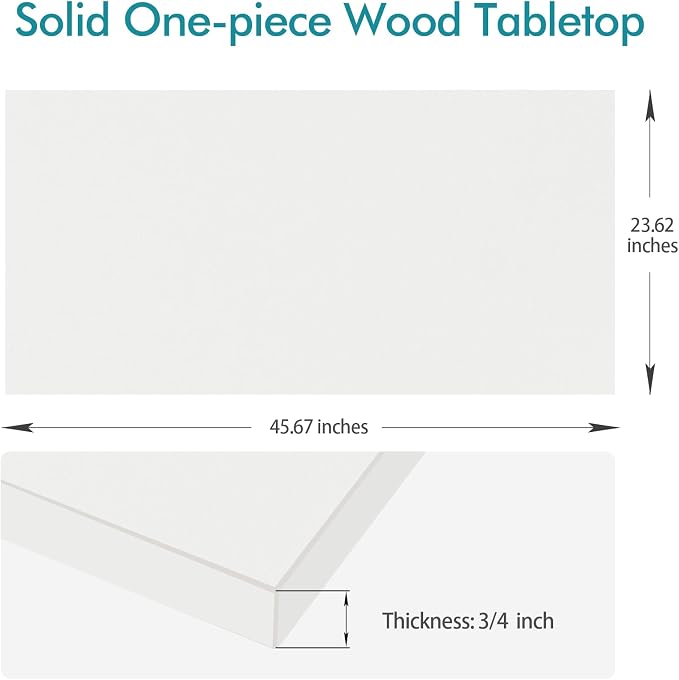 Kaboon 45.67"x23.62" White Table Top, Solid One-Piece Desktop, Reversible Melamine Countertop, Double Desks, L-Desk DIY