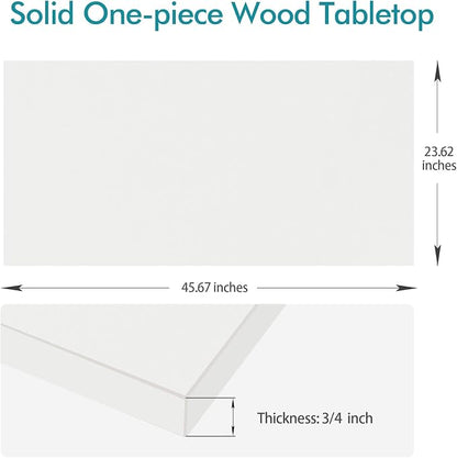 Kaboon 45.67"x23.62" White Table Top, Solid One-Piece Desktop, Reversible Melamine Countertop, Double Desks, L-Desk DIY