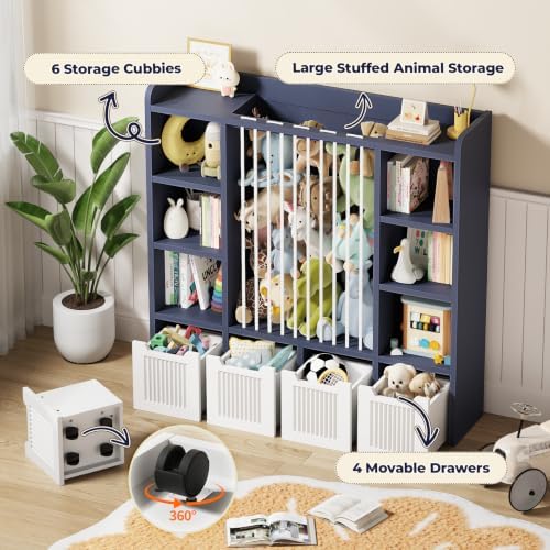 Toy Storage Organizer with Stuffed Animal Storage, Blue