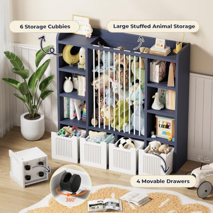 Toy Storage Organizer with Stuffed Animal Storage, Blue