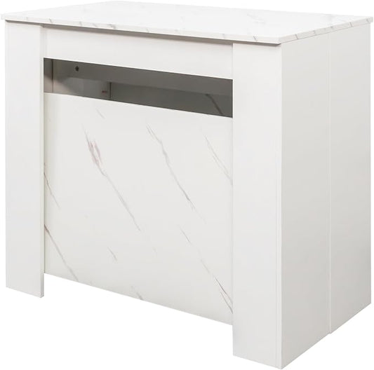 Transformer Table, Extendable Dining Table for 2-12 People, Marble White
