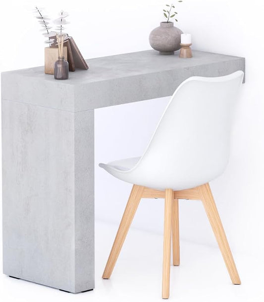 Mobili Fiver, Evolution Desk 35.4 x 15.7 in, Concrete Effect, Grey with One Leg, Made in Italy