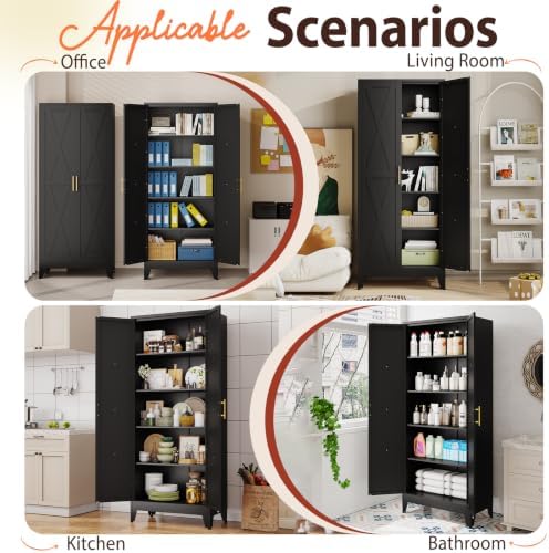 PAOFIN 71" H Tall Kitchen Storage Cabinet with Doors