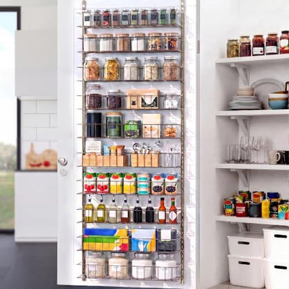 ElegantArray 10-Tier Pantry Door Organizer Hanging Storage Basket Brown