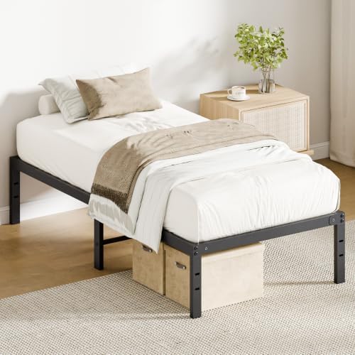 OLIXIS 14in Twin Metal Bed Frame, Sturdy Steel with Support Slats, 500LBS
