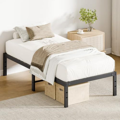 OLIXIS 14in Twin Metal Bed Frame, Sturdy Steel with Support Slats, 500LBS