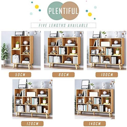 IOTXY Wooden Open Shelf Bookcase - 3-Tier Bookshelf with Legs, Pear Yellow