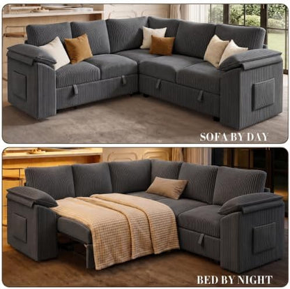 Modular Sectional Sofa with Pull Out Bed, L Shaped Sectional Couches