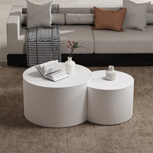 Modern Round Wooden Nesting Coffee Table Set of 2 (GSMALL)