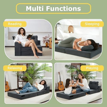 Folding Sofa Bed, Convertible Sleeper Chair Bed, Floor Sofa with Bag