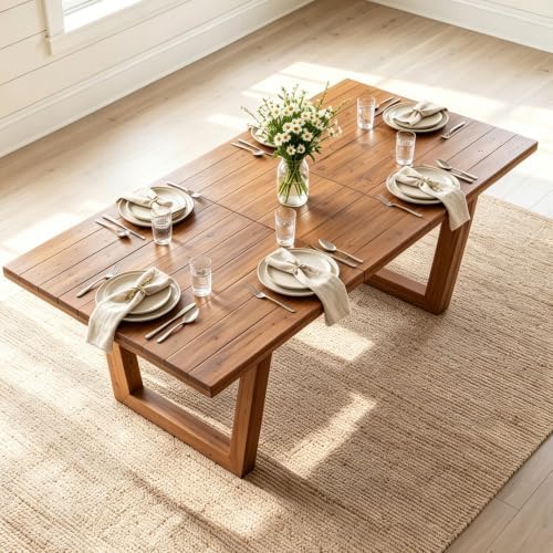 chairus 55"-71" Extendable Pine Wood Dining Table for 4-8 People, Walnut