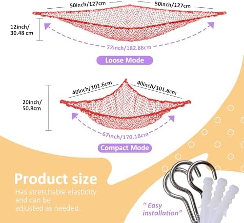 Lazebox Stuffed Animal Net Hammock for Plushie Toys, Stuffed Animal Hammock Corner for Kids' Room Decor, Ideas for Organizing Stuffy Collection