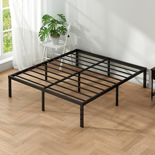 Metal Platform Bed Frame Queen Size, 12 Inch Height with Heavy Duty Steel Support, No Box Spring Needed, Easy Assembly and Underbed Storage,Black
