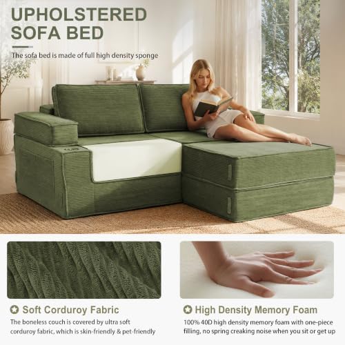 JJJ 75" Convertible Sofa Bed Couch Boneless Loveseat for Living Room