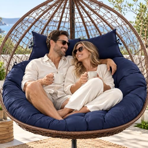 Double Egg Chair Cushion, 55 x 35 Inch, Extra Thick, Waterproof