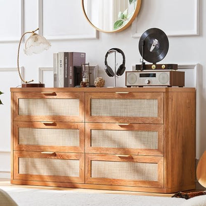 LEYAOYAO Rattan Dresser for Bedroom Set 2, 54'' Drawers Dressers