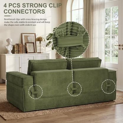 JJJ 75" Convertible Sofa Bed Couch Boneless Loveseat for Living Room