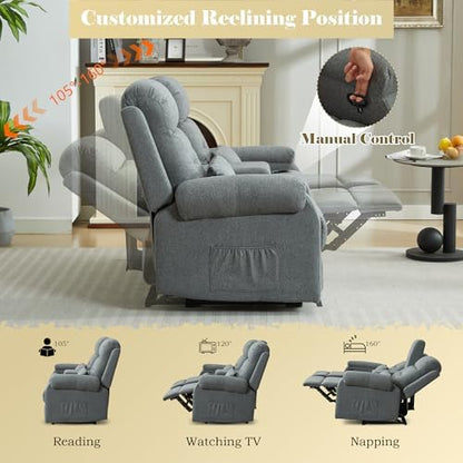 DRMBOOK RV Loveseat Recliner Sofa with Console, Wall Hugger Reclining Couch
