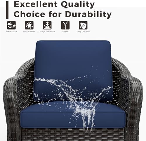 4 Piece Patio Furniture Set, Wicker Outdoor Conversation Set
