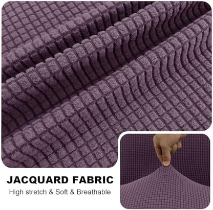 UNBBRRL Seat Cushion Cover and Back Covers for Corner Sofa Stretch Jacquard, Non Slip L Shaped Sofa Slipcover with Storage Ottoman, Sectional Couch Cover for Chaise Lounge (Purple,24 x 56 x 6”)