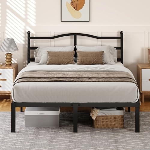 Snaye 14 Inch Queen Bed Frame with Headboard, Heavy Duty Metal Platform Bed Frame Queen Size Mattress Foundation with Sturdy Steel Slats, Easy Assembly Noise Free