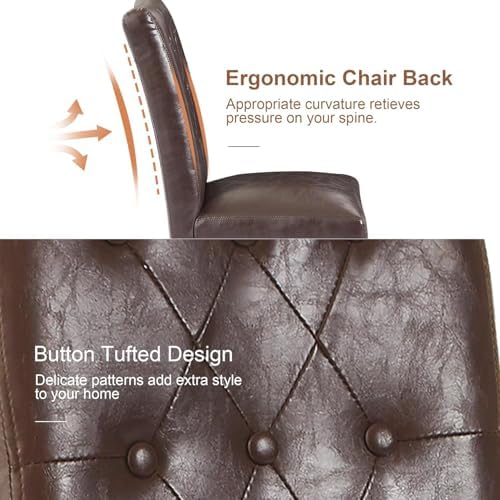 VECELO Upholstered Dining Chairs Set of 6, Modern PU Leather Accent Parsons, Solid Wood Legs w/Rubber Footpads, for Living Room Kitchen, Coffee
