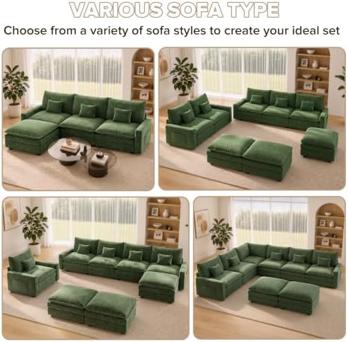 140" Oversized Modular Sectional Sofa, U Shaped Cloud Couches with Ottomans