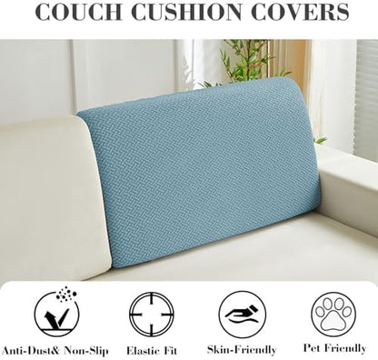 Sofa Covers Couch Covers for Sofa Pet Friendly Couch Cushion Covers Universal Sofa Covers Washable Stretch Slipcovers for Sectional Sofa (Texture Sea Blue,Back Cover M)
