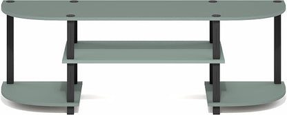 Furinno Turn-S-Tube TV Stand, 3-Tier Entertainment Center for TV up to 55 Inch, TV Console with Round Corner and Open Shelves, for Living Room, Bedroom, Sage Green