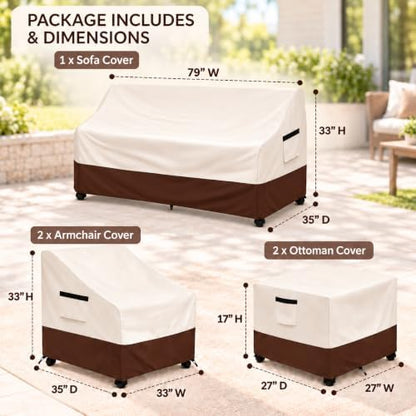 Rileytee 5 Pcs Patio Furniture Covers Waterproof