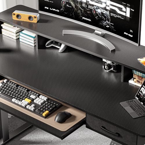WALKINGDESK 63x24 Inches Electric Standing Desk with Keyboard Tray, Height Adjustable Stand up Desk with 2 Drawers, Ergonomic Sit to Stand with Storage Monitor Stand, Computer Table, Black