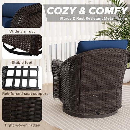 7 Piece Patio Furniture Set, Wicker Outdoor Conversation Set