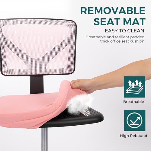 DUMOS Armless Small Desk Chairs, Ergonomic Home Office Mesh Chairs