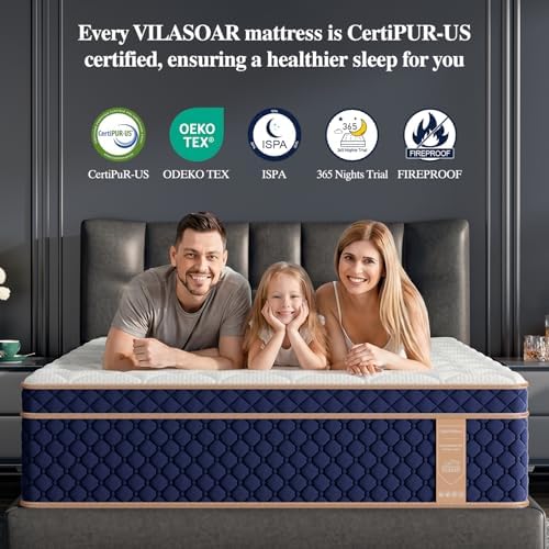 14 Inch King Mattress, Hybrid Mattresses in a Box with Gel Memory Foam, Pressure Relief & Medium Firm for Back & Side Sleepers, CertiPUR-US Certified, Fiberglass-Free, 365-Night Trial