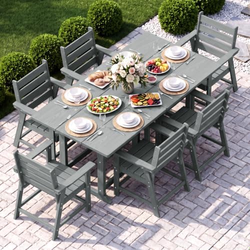 HDPE Outdoor Dining Set, Patio Dining Set of 8, Gray