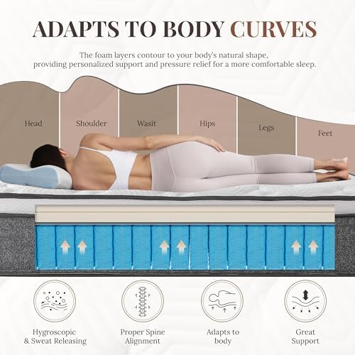 CH CHARME HOUSE Queen Mattress 10 Inch Hybrid Mattresses in a Box