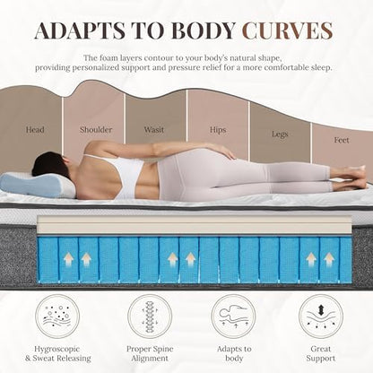 CH CHARME HOUSE Queen Mattress 10 Inch Hybrid Mattresses in a Box