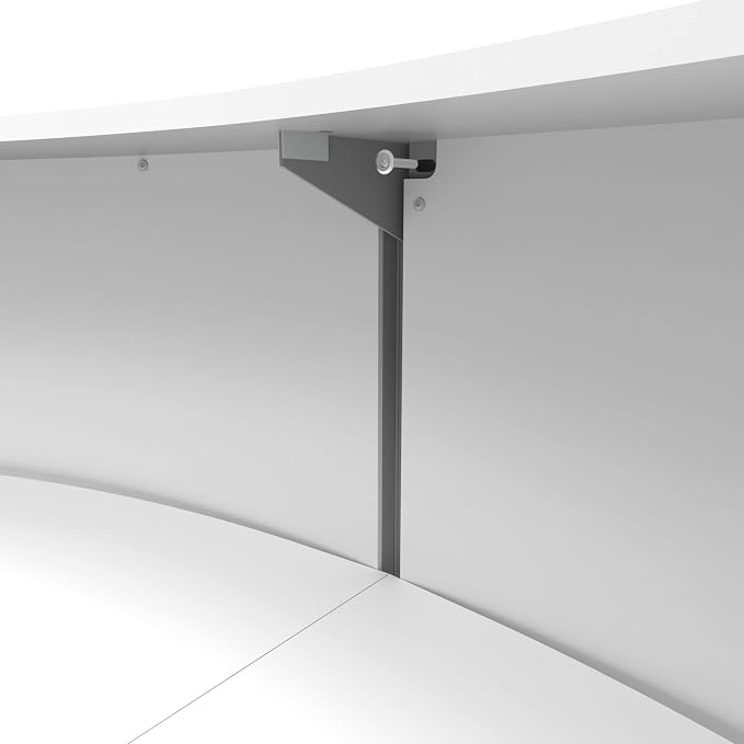 Linea Italia Curved Modern Office Desk Easy to Assembly 2 Panel Reception Counter for Lobby, Salon, 124" x 49", White