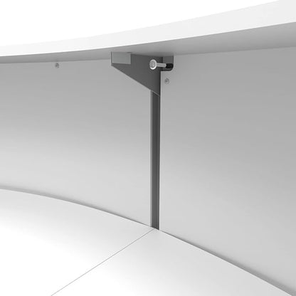 Linea Italia Curved Modern Office Desk Easy to Assembly 2 Panel Reception Counter for Lobby, Salon, 124" x 49", White