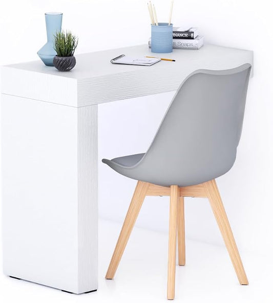 Mobili Fiver, Evolution Desk 35.4 x 15.7 in, Ashwood White with One Leg, Made in Italy