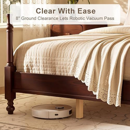 Merax Vintage Wood Spindle Bed Frame with Headboard, Full Size,Dark Walnut