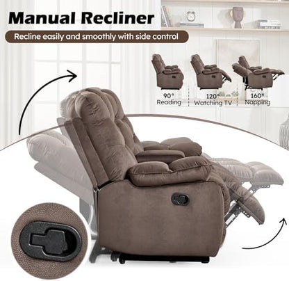 HAOMARKETS 2-Piece Recliner Sofa Couch Set, Include Single Power Electric Recliner Chair with Massage& Heat and 3-Seater Manual Reclining Sofa for Living Room Bedroom, Brown