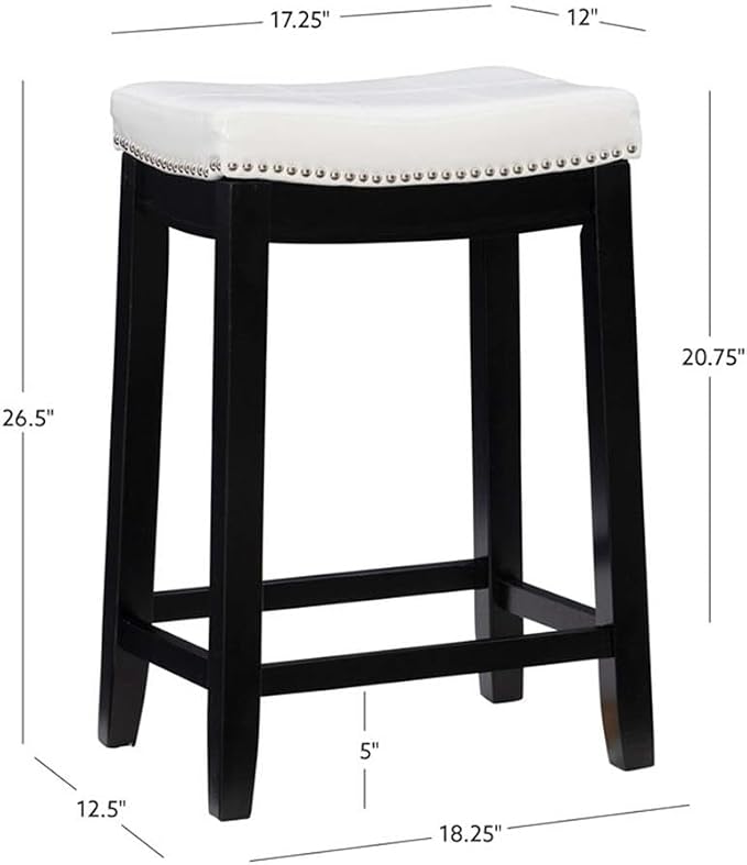Linon Claridge Patches Counter Stool, 26-Inch, White
