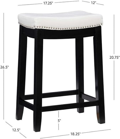 Linon Claridge Patches Counter Stool, 26-Inch, White